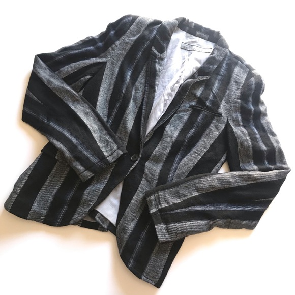 Zara Jackets & Blazers - Zara Women's Black Blue White Striped Tweed Blazer